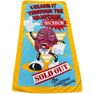 VTG 1986 California Raisins Beach Towel Heard It Through the Grapevine On Tour